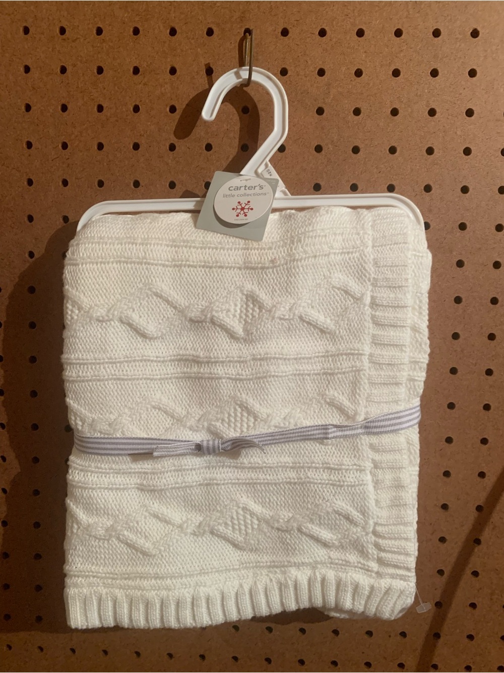 Carter's White Cable Knit Baby Blanket Unisex NWT